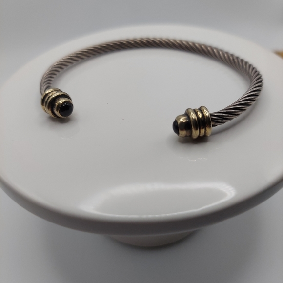 Minimalist SS 925 Cable Cuff Bracelet w/Glass Ends. GC&Current. - Picture 5 of 13